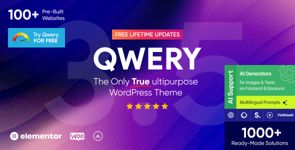 Qwery  - Multi-Purpose Business WordPress & WooCommerce Theme + ChatGPT